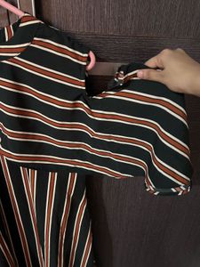 Black Striped Asymmetrical top | Sleeveless