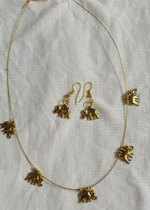 Elephant Pendant Necklace &amp; Earring Set