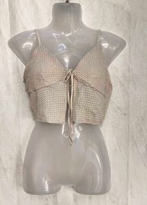I. Stylish Tie-Front Textured Crop Top