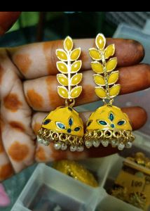 Yellow Jhumka Earrings