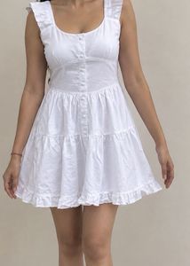 Chic White Ruffled Tiered Mini Dress
