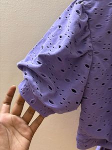 Purple Eyelet Wrap Crop Top