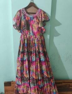 Beautiful Floral Gown With Belt