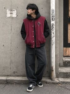 Varsity Jacket Maroon unisex half sleeve