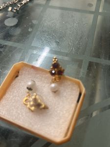 Gold Tone Earrings with Pearls