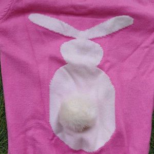 Kids Pink Korean Sweater with Bunny tail back