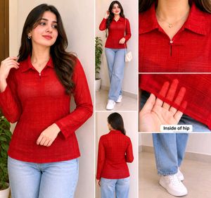 Trendy Red Net Top