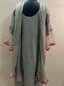 Elegant Grey Kurta Set with Dupatta