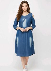 Stylish Denim Cold Shoulder Dress