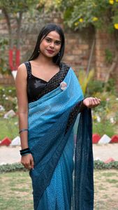 Stunning Blue Ombre Saree