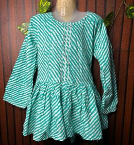 Green Striped Kurti for Women