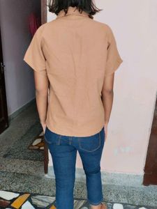Casual Brown Short Sleeve Shirt