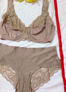 Very Beautiful Satin Embroidery Bra With Brief