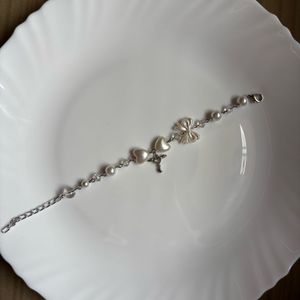 Cute Pearl Heart &amp; Bow Bracelet