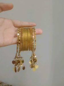 Gold-tone Kada Bangles with Tassels