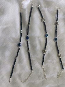 (2 jodi )Bohemian Beaded Bracelets with Evil Eye &amp;