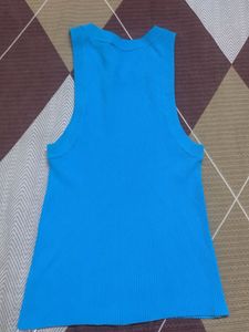 Zara Blue Ribbed Tank Top
