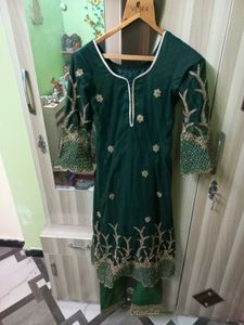 Emerald Green Embroidered Shalwar Kameez