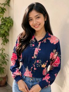 Chic Floral Print Button-Up Top✨💗💫