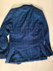Men's Navy Blue Checkered Blazer