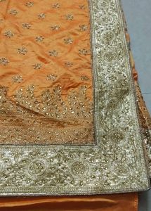 Elegant Orange Embellished Saree