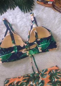 Tropical Print High-Waisted Bikini Set