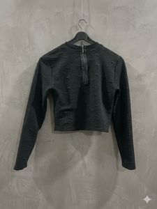Textured Crew Neck Long Sleeve Top