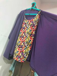 Floral Print Top w attached Cardigan