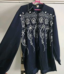 Navy Blue Embroidered work top
