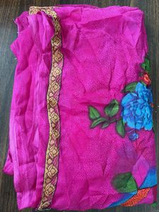 Vibrant Pink Floral Saree with blouse