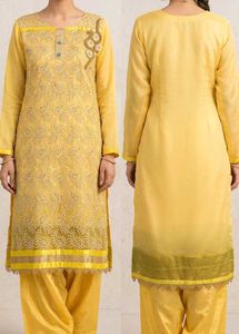Yellow Paisley Embroidered Kurta