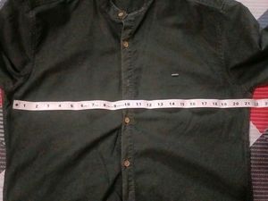 Men's Dark Green Mandarin Collar Shirt