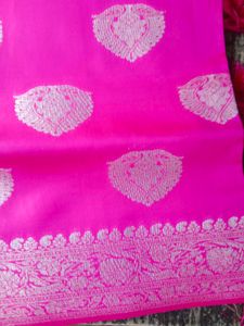 Vibrant Pink Woven Banarasi Silk Saree