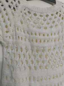 Chic White Crochet Italian Knit Top