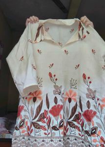 Cream Floral Print Kurta set