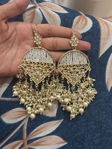 Stunning Pearl &amp; Kundan Dangler Earrings