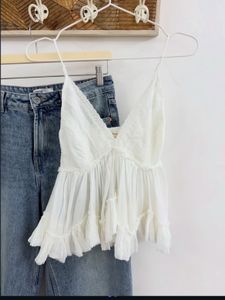 White Ruffle babydoll Top