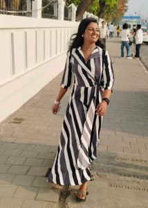 Stylish Striped Wrap Dress