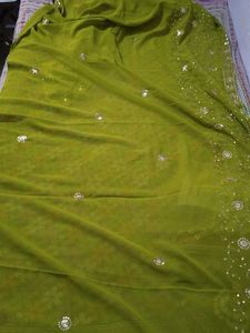 New Green Embellished Saree with blouse piece
