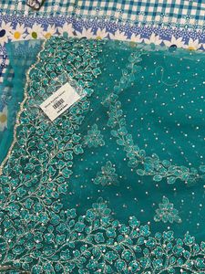 Teal Embellished Saree