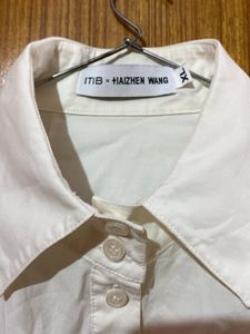 White Puff Sleeve Collared Shirt