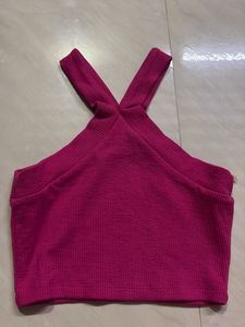 max Pink Crisscross Crop Top