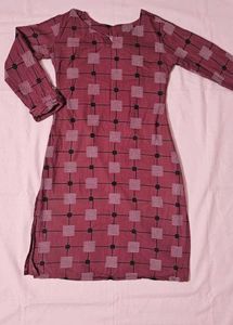 Maroon Geometric Print Long Kurta
