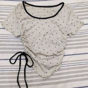 Polka Dot Drawstring Top