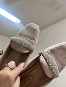 Stylish Beige Loafers with Embellishment