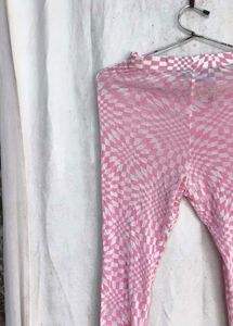 Y2K Pink Checkerboard Flare Pants
