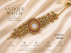Antique Gold Finish Watch Bracelet