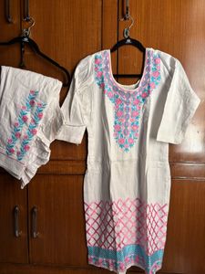 White farshi type Kurta Set with Embroid