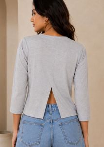 Grey Floral Print Graphic Tee