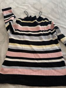 Striped Ribbed Knit Sweater